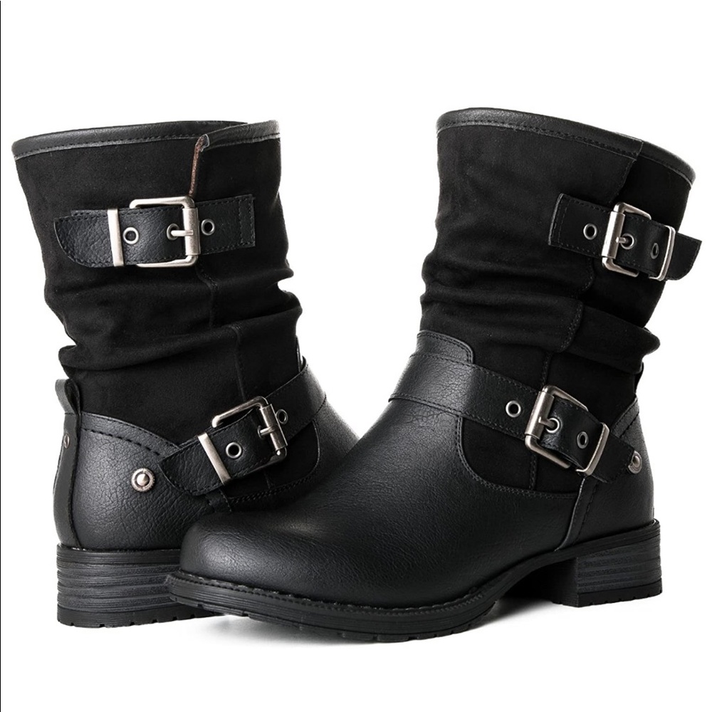 Black moto boots size 11